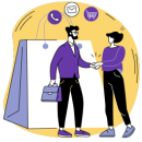 Equipo de Amsoft entregando proyecto a empresa cliente